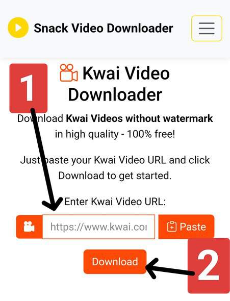 Cole o link no Kwai Video Downloader